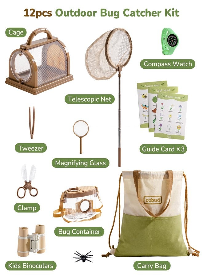 ROBUD Upgraded Kids Explorer Kit, Bug Catcher Kit with Wild Adventure Binoculars, Green Outdoor Exploration Set for Camping, Montessroi Toy for Kids Coming Closer to Nature，WRP30 - Image 2