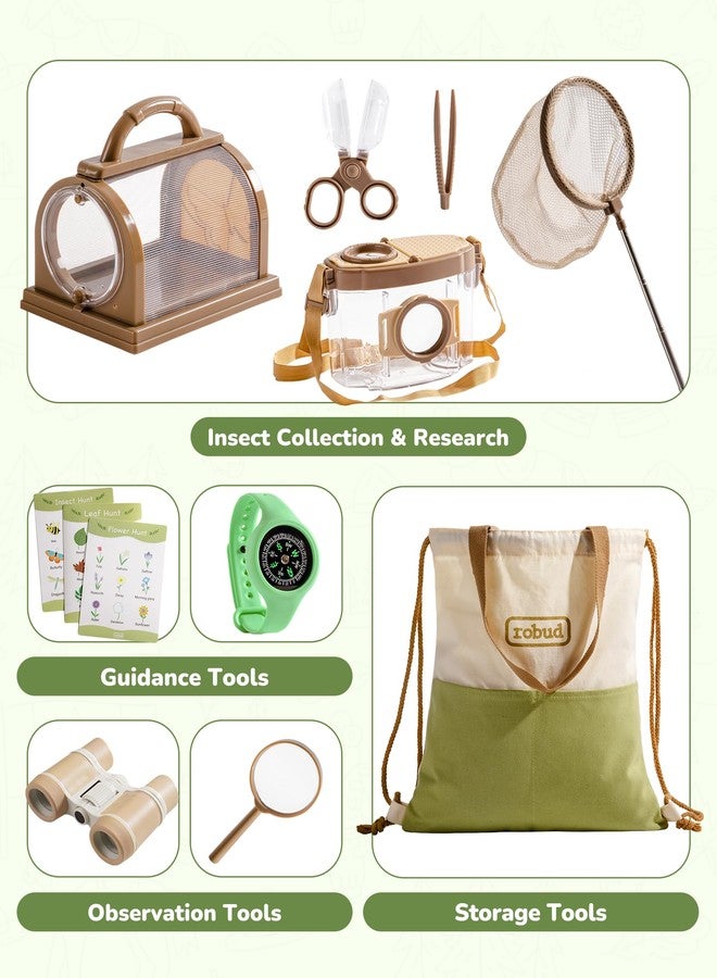 ROBUD Upgraded Kids Explorer Kit, Bug Catcher Kit with Wild Adventure Binoculars, Green Outdoor Exploration Set for Camping, Montessroi Toy for Kids Coming Closer to Nature，WRP30 - Image 3