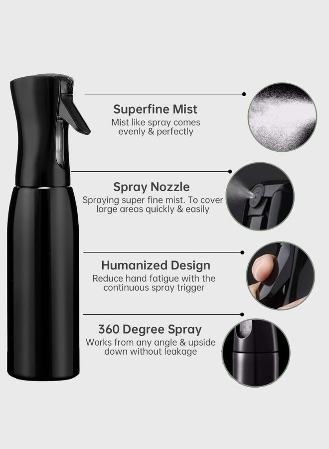 ECVV Spray Bottle Continuous Plastic Empty Hair Mist Sprayer Ultra Fine Water Mister for Hairstyling Cleaning Salons Plants Pet Care (200ml, Black) - Image 3