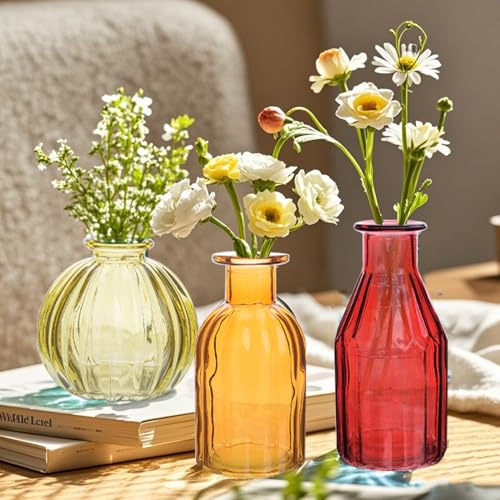 Eleganttime Bud Vases for Flowers,Glass Colored Bud Vase in Bulk Set of 10,Small Vintage Vase Bottle for Wedding Decorations,Garden and Home Decor,Centerpieces,Colorful Mexican Décor - Image 5