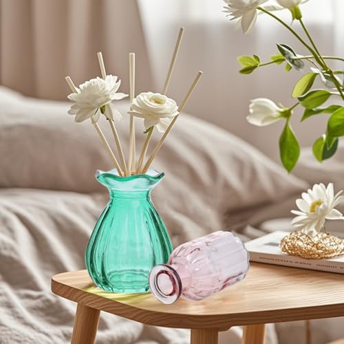 Eleganttime Bud Vases for Flowers,Glass Colored Bud Vase in Bulk Set of 10,Small Vintage Vase Bottle for Wedding Decorations,Garden and Home Decor,Centerpieces,Colorful Mexican Décor - Image 4