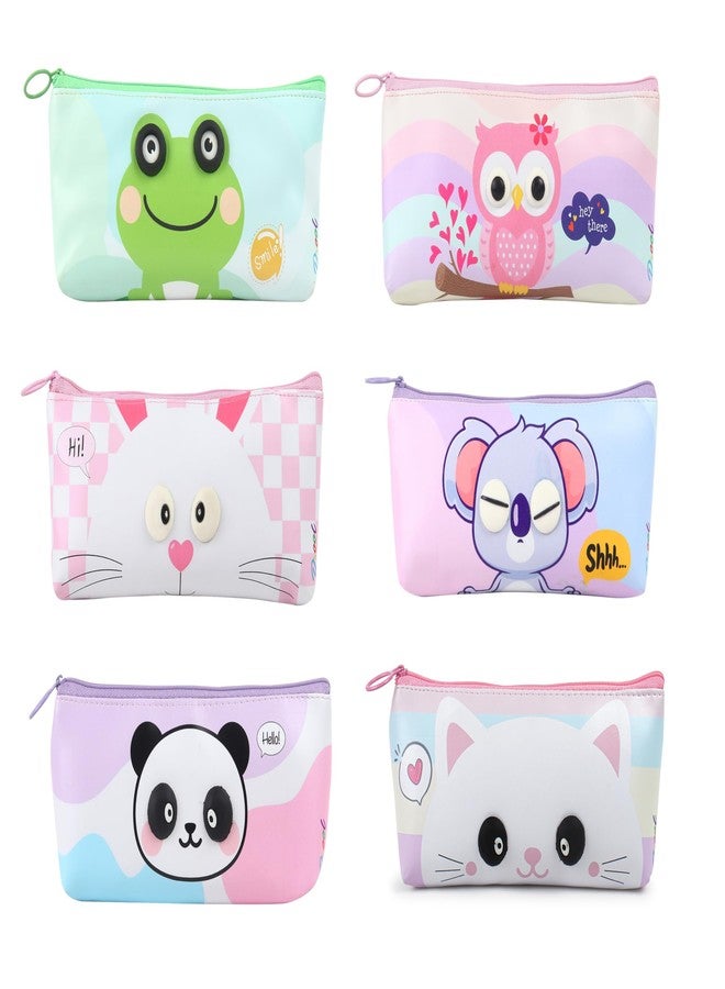 JIADA Silicon Eye Cartoon Pencil Pouch Return Gifts for Kids - Pack of 6, Assorted