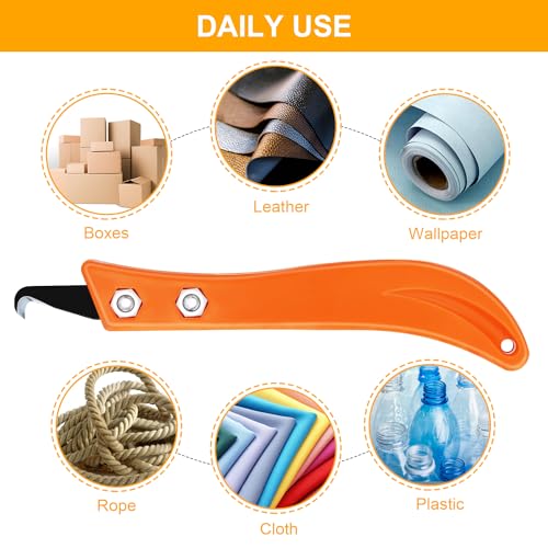 Syocsek 10pcs Club Hook Blade Knife with Handle, 3.4 Inch Double-end Golf Grip Removal Tool Kit with Plastic Box, DIY Hook Blades for Regripping Golf Club Mountain Bike Grip Baling Twine Black Orange - Image 5