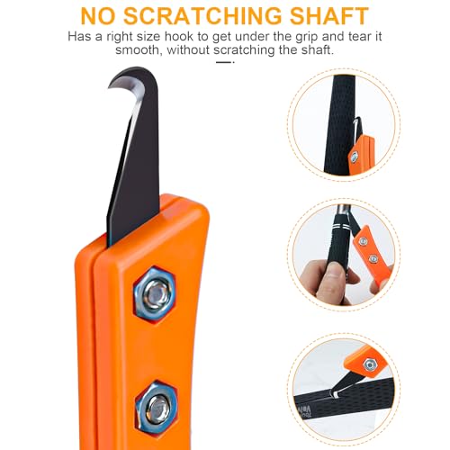 Syocsek 10pcs Club Hook Blade Knife with Handle, 3.4 Inch Double-end Golf Grip Removal Tool Kit with Plastic Box, DIY Hook Blades for Regripping Golf Club Mountain Bike Grip Baling Twine Black Orange - Image 3