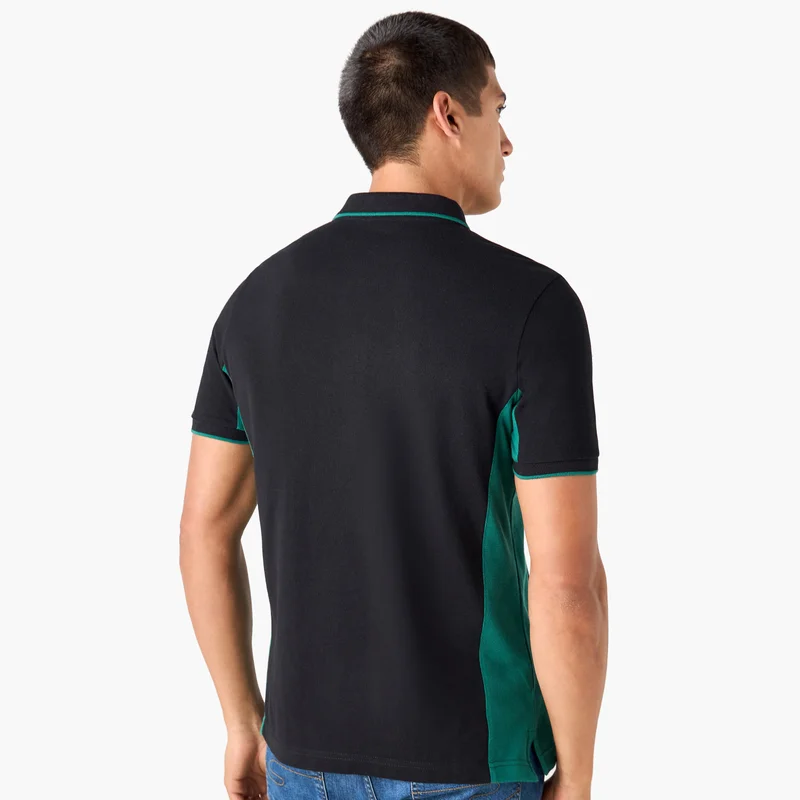 Splash FAV Colourblock Polo T-shirt with Embroidered Detail and Short Sleeves
