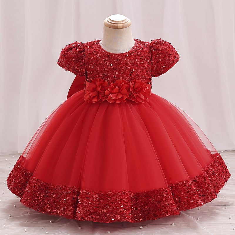 Children'S One-Year-Old Dress Summer Baby Girl Princess Dress Flower Girl High-End Baby Birthday Banquet Fluffy Dress - Image 1