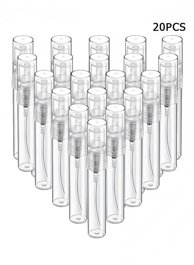 زجاجة رذاذ صغيرة - عبوة من 20 زجاجة رذاذ بلاستيكية صغيرة فارغة سعة 5 مل - زجاجة عطر صغيرة قابلة لإعادة التعبئة برذاذ ناعم - بخاخ عطر - حاويات عينات صغيرة - زجاجة بلاستيكية محمولة للسفر - شفافة - Image 1