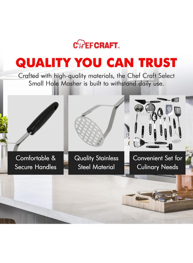 Chef Craft Stainless Steel Small Hole Masher Silver and Black 66.129 x 26.035 x 8.89 cm 12923 - Image 2
