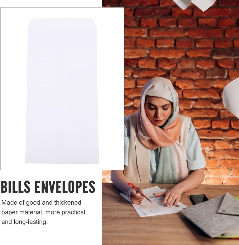 TIDTALEO Thick White Blank Cash Envelopes 230x120mm 100pcs Peel and Seal Money Storage Envelopes for Budgeting, Receipt and Bill Organization - Image 3