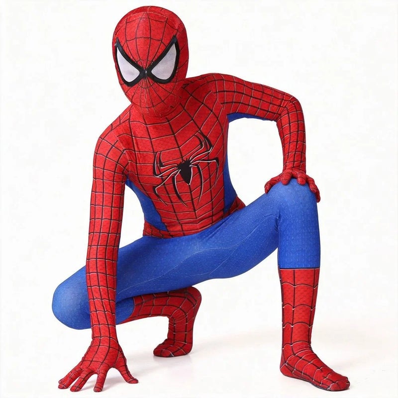 Superhero Cosplay Jumpsuit with Headpiece for Kids and Adults Halloween Costume - Image 1