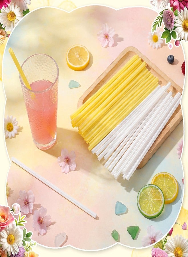 بوتشن مجموعة بوتشن من 50 قطعة من شفاطات الشرب البلاستيكية على شكل زهرة الأقحوان باللونين الأبيض والأصفر، بطول 9 بوصات، للاستخدام مرة واحدة، مثالية لحفلات الربيع وحفلات توديع العزوبية وحفلات الزفاف (أبيض وأصفر). - Image 5