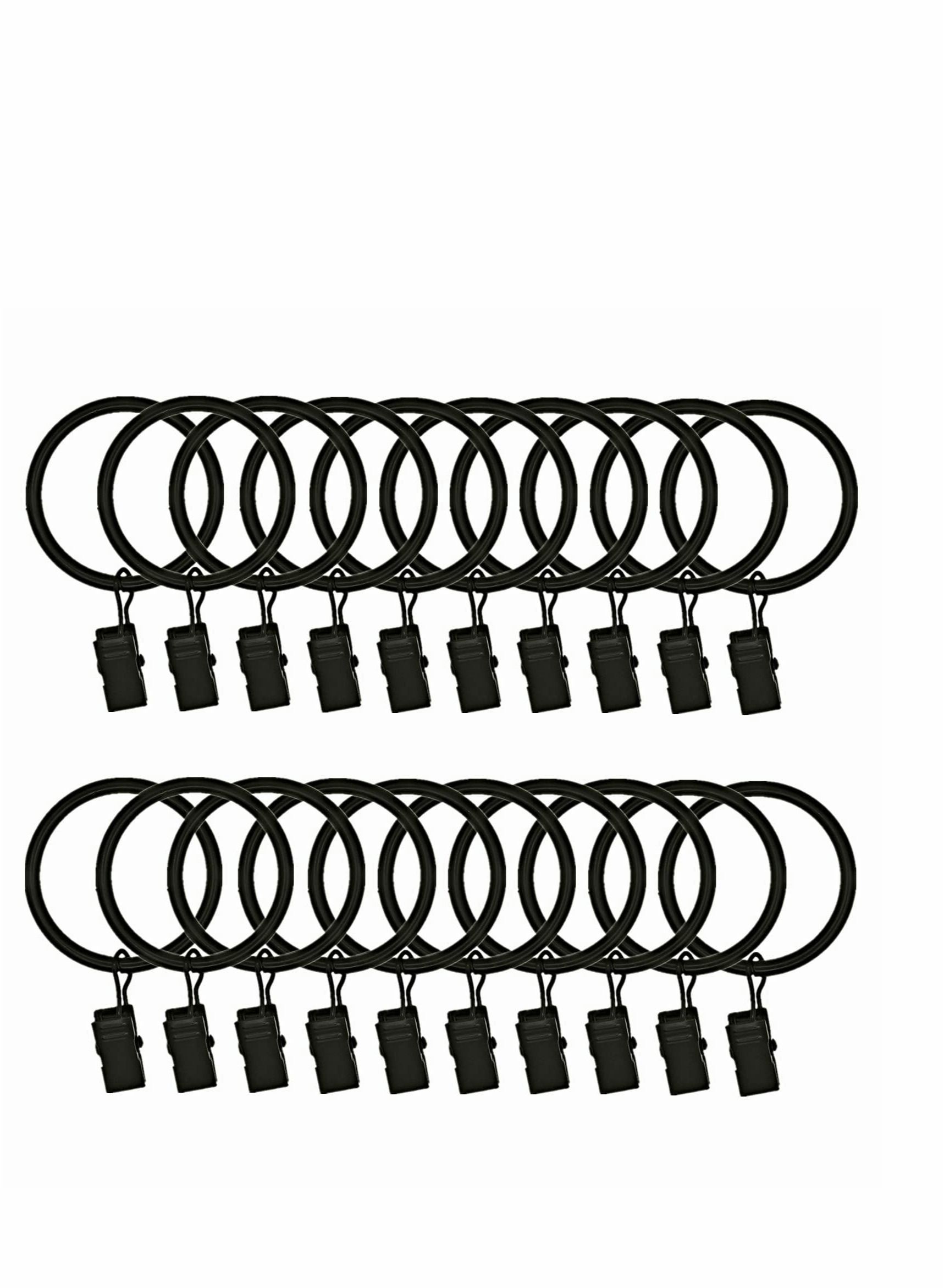 AMZSEVEN 40 PCS Metal Curtain Rings with Clips, Drapery Clips Hooks, Decorative  Curtain Rod Clips Hangers 1.5 Inch Interior Diam