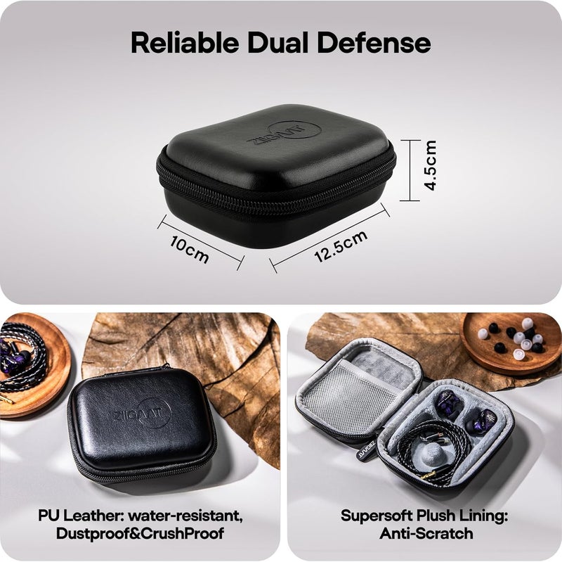 Linsoul ZiiGaat PELLEPOD Leather Earbud Case, Waterproof IEM Storage Box, Hard Carrying Bag, Protective Storage Box, Fit for Earphone ZS10 Pro, Zero: 2, EM6L, EW300, SuperMix 4, Orchestra Lite (Black) - Image 4