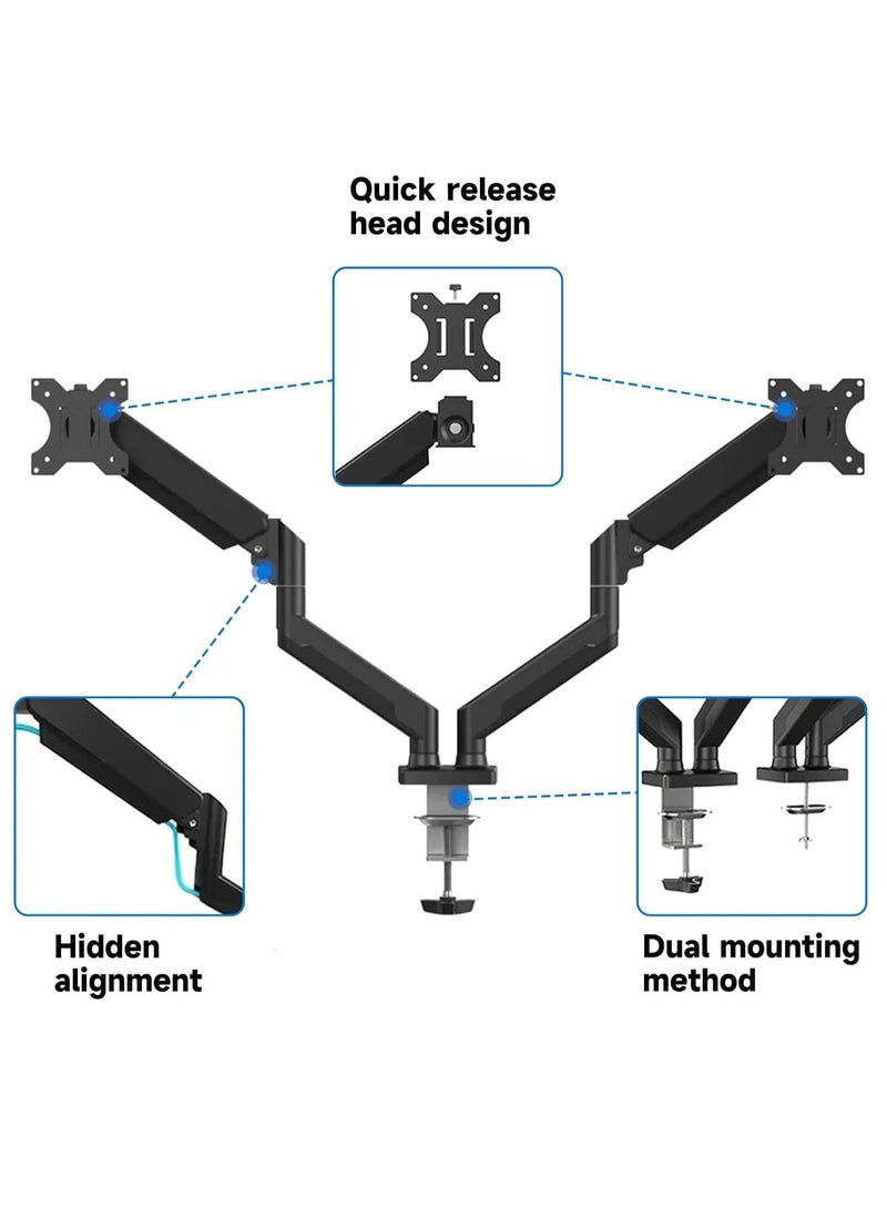 ANYOUI Dual Monitor Mount Stand, Articulating Gas Spring Monitor Arm, Adjustable Monitor Stand, Monitor Desk Mount with Clamp and Grommet Base - Fits 13 to 32 Inch LCD Computer Monitors - Image 2
