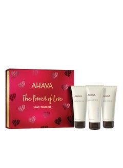 AHAVA AHAVA Love Yourself Gift Set - Includes Mineral Hand Cream, Body Lotion & Shower Gel, Enriched with Exclusive Dead Sea Mineral Blend Osmoter, 3 x 3.4 Fl.Oz 