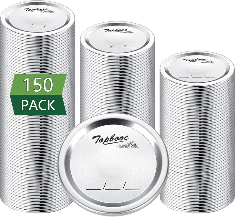 Topbooc Canning Lids for Ball, Kerr Jars - Split-Type Metal Mason Jar Lids for Canning - Food Grade Material, 100% Fit & Airtight for Regular Mouth Jars (Regular Mouth（150 Pcs）) - Image 1