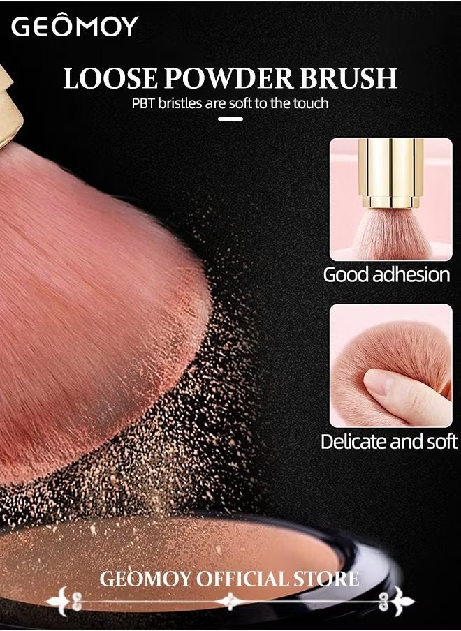 Geomoy 5 in 1 Portable Mini Makeup Brushe Set with 6pcs Triangle Powder Puff Eyeshadow Brush & Lip  Brush & Face  Brush & Foundation Brush & Powder Puff Convenient for Daily Makeup - Image 2
