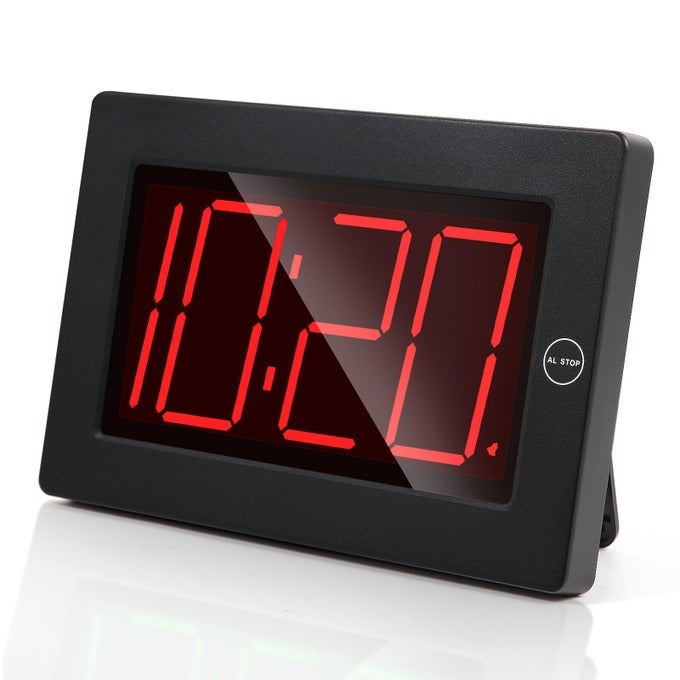 LED DIGITAL WALL CLOCK BATTERY OPERATED LARGE DISPLAY DIGITAL CLOCK ADJUSTABLE BRIGHTNESS WALL OR TABLE MOUNT