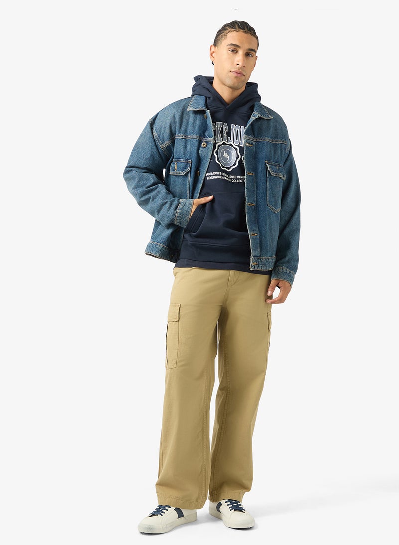 جاك اند جونز هودي بقصة عادية بشعار - Image 4