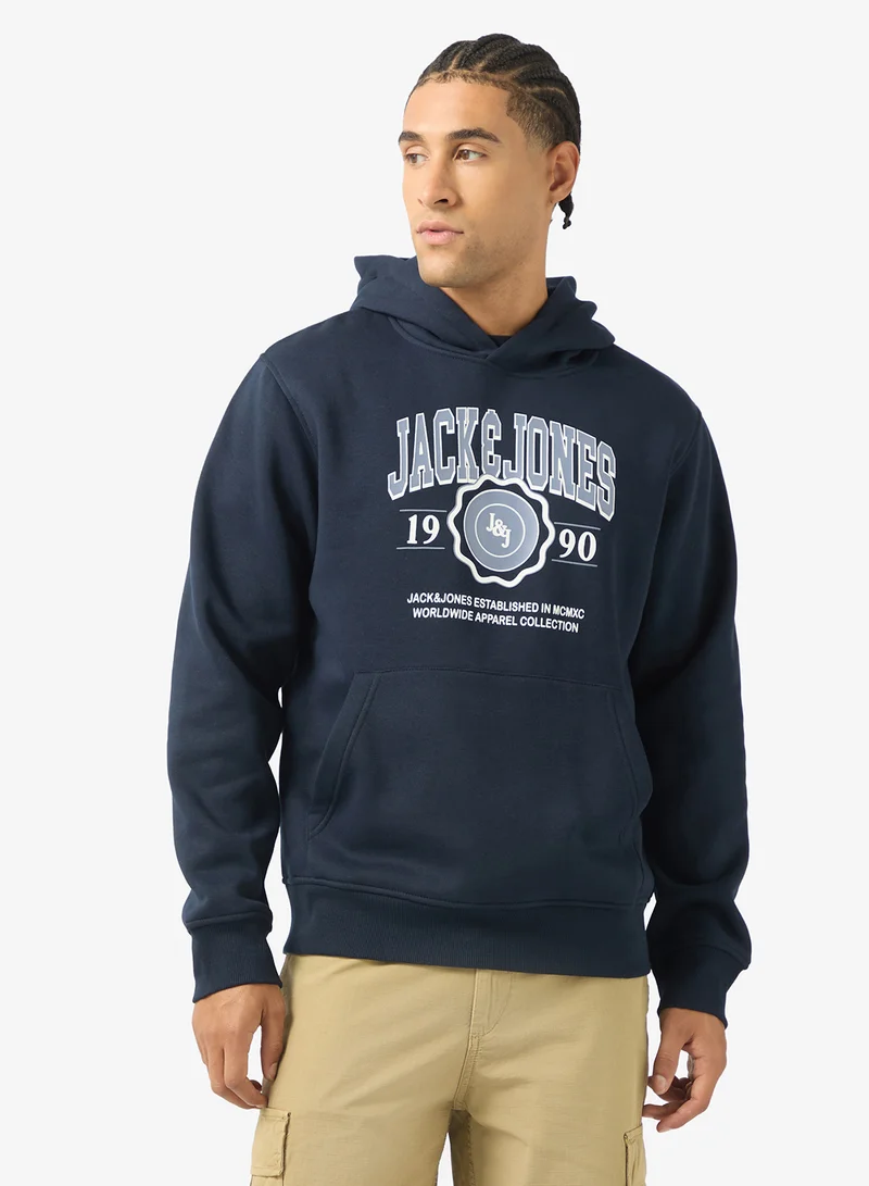 JACK & JONES Logo Regular Fit Pullover Hoodie