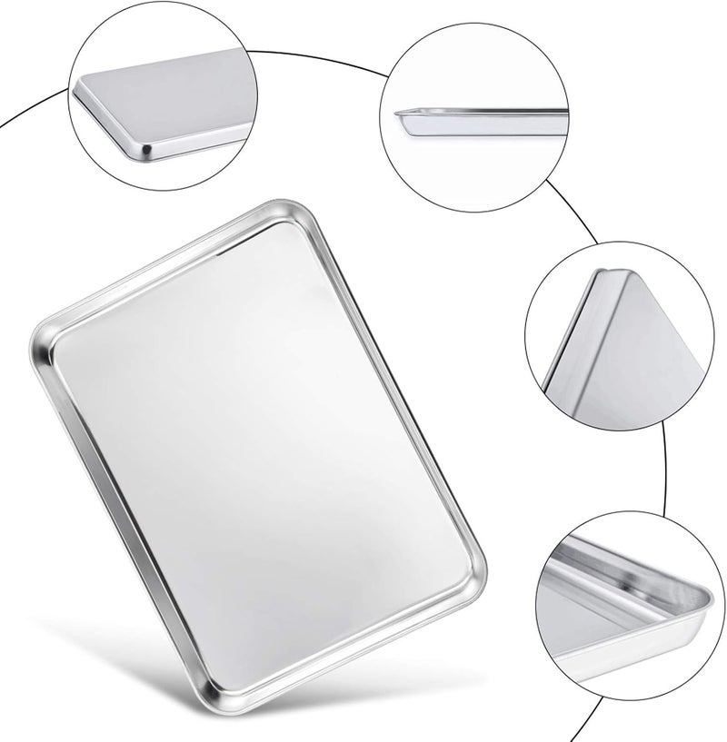 TeamFar Baking Sheet, 20’’×14’’×1’’, Cookie Sheet Half Sheet Baking Pans Stainless Steel, Non Toxic & Healthy, Heavy Duty & Thick Gauge, Mirror Finish & Dishwasher Safe - 2 Piece - Image 4