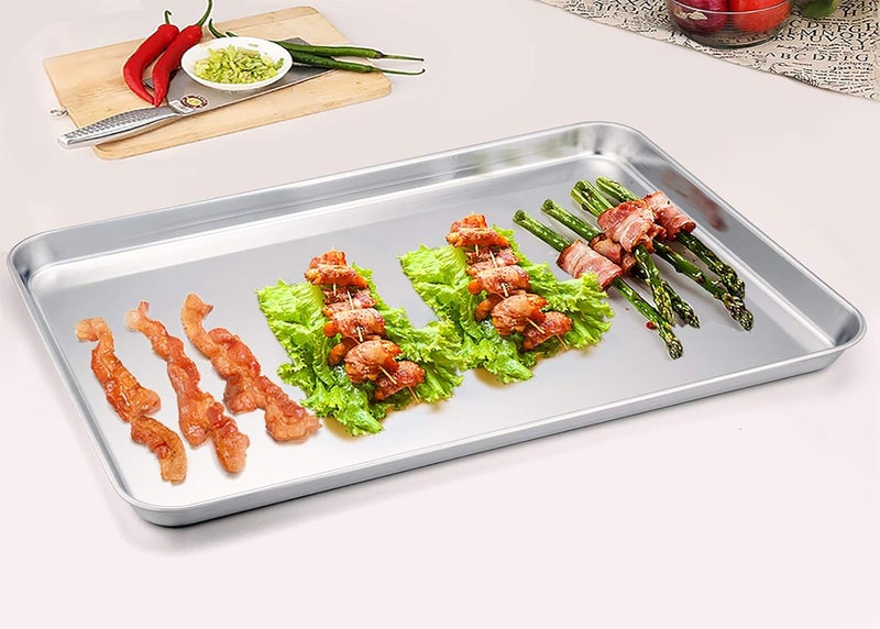TeamFar Baking Sheet, 20’’×14’’×1’’, Cookie Sheet Half Sheet Baking Pans Stainless Steel, Non Toxic & Healthy, Heavy Duty & Thick Gauge, Mirror Finish & Dishwasher Safe - 2 Piece - Image 5