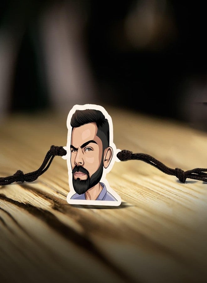 شيترا تشايا راخي فيرات كوهلي للأخ مع هدايا - مجموعة هدايا راخي للأخ - لوحة خشبية مطبوعة عليها صورة فيرات كوهلي مع حامل - قطعة ديكور منزلي - Image 2