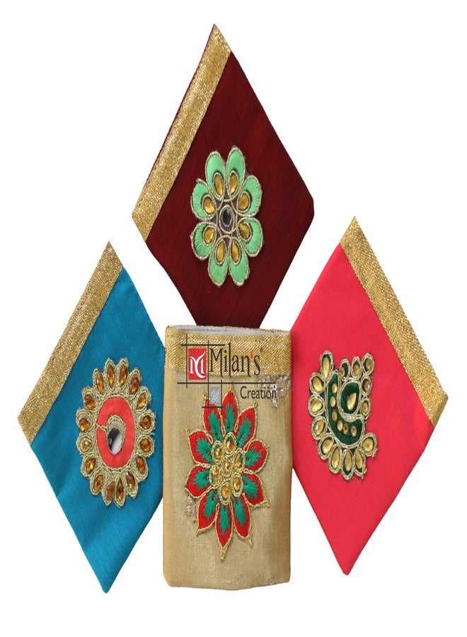 Milan's Creation: Coin Pouch Bag Purse Colorful Silk for Shagun, Marriage Return Gift, Party Favor Bags, Giveaways, Small Gift Bags, Jewelry Silk Pouch (assorted color) (Set of 10 Pouches) - Image 3