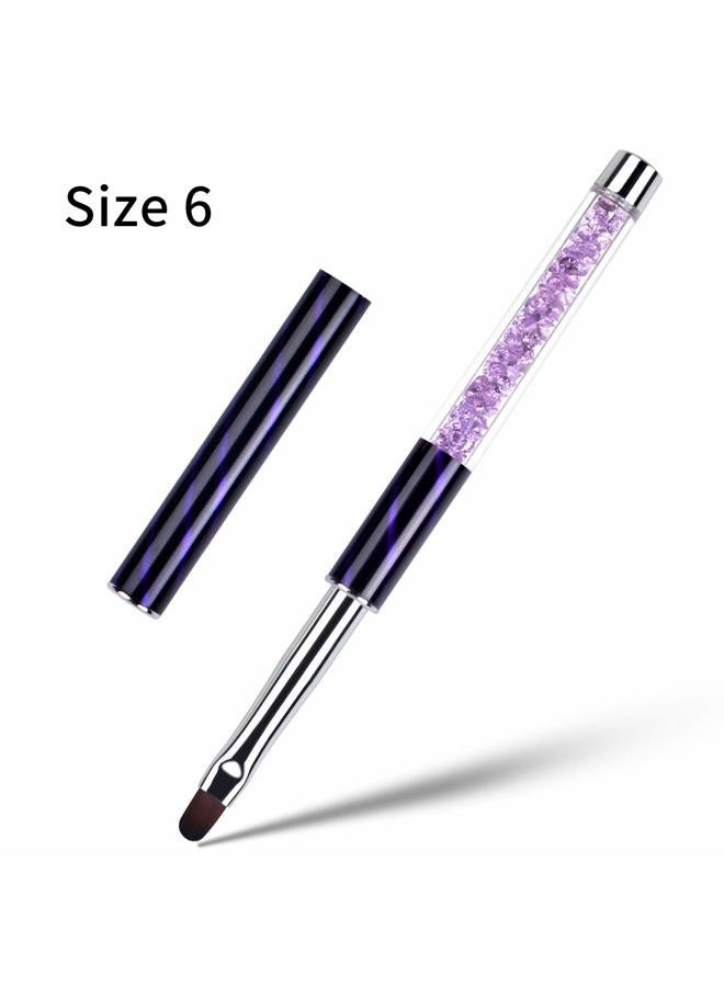 Ycyan 3Pcs Oval Gel Nail Brush Set Rhinestone Handle Professional Nail Art Tools for Polygel UV Builder Gel Nails Extension Size 6/8/10 - Image 3