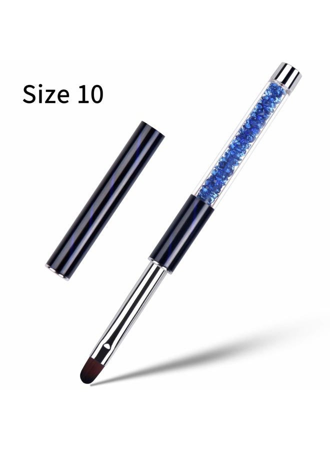 Ycyan 3Pcs Oval Gel Nail Brush Set Rhinestone Handle Professional Nail Art Tools for Polygel UV Builder Gel Nails Extension Size 6/8/10 - Image 5