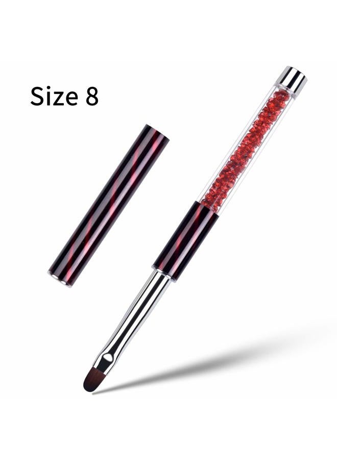 Ycyan 3Pcs Oval Gel Nail Brush Set Rhinestone Handle Professional Nail Art Tools for Polygel UV Builder Gel Nails Extension Size 6/8/10 - Image 4