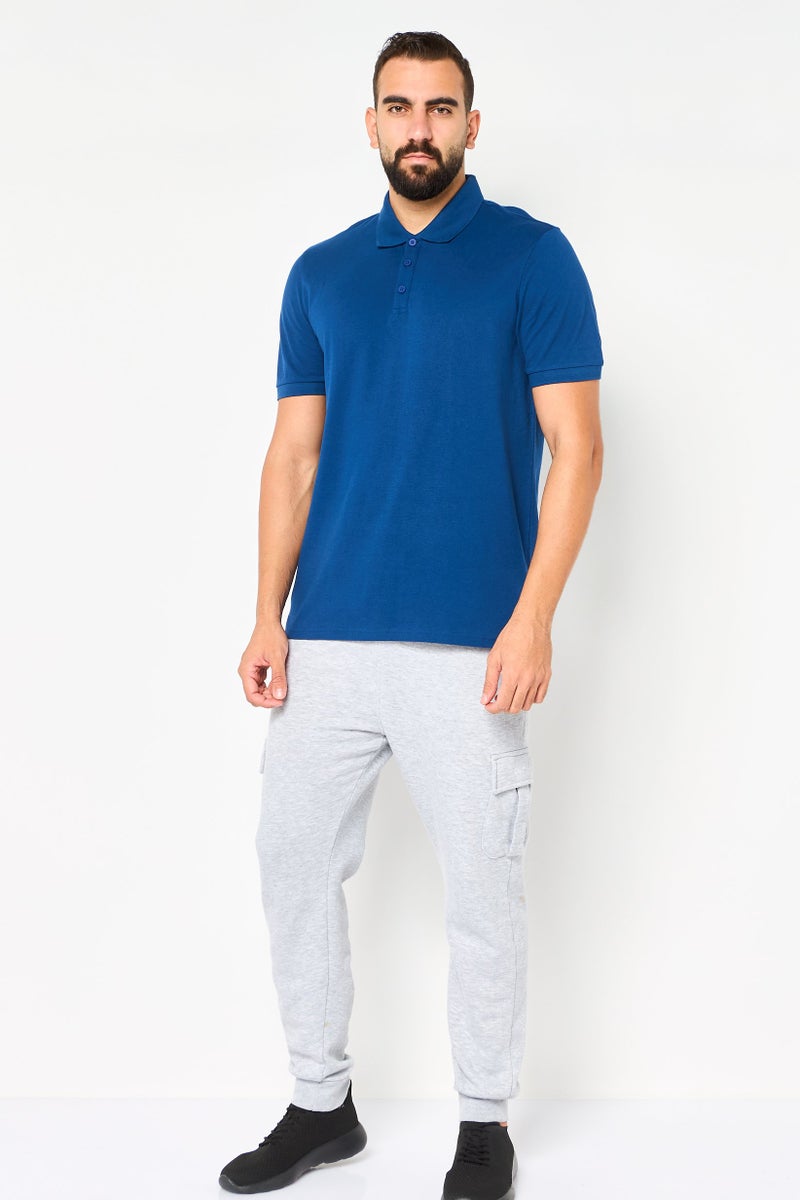 Adidas Men Sportswear Fit Short Sleeve Outdoor Polo Shirt, Blue - Image 2