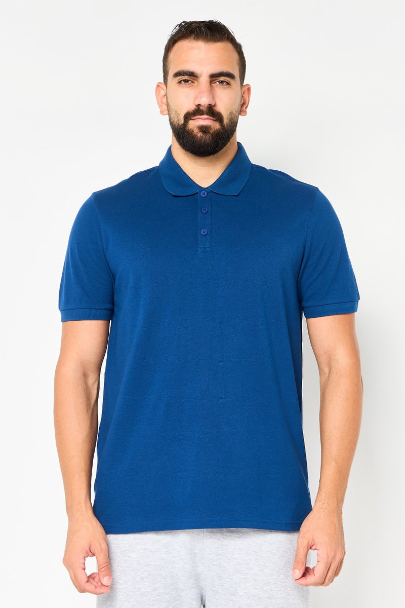 Adidas Men Sportswear Fit Short Sleeve Outdoor Polo Shirt, Blue - Image 1