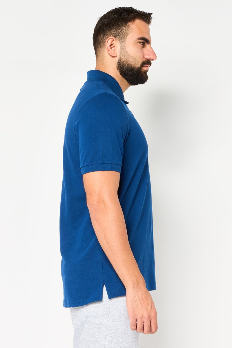 Adidas Men Sportswear Fit Short Sleeve Outdoor Polo Shirt, Blue - Image 3