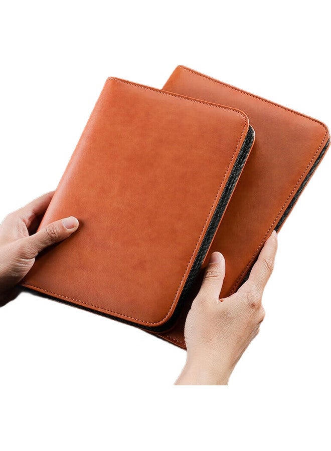 Shen Shi Shen 25A Business Leather Zipper Notebook With Loose-Leaf Pages, Card Slots, Manager Clip, 6-Hole Refillable Pages, Customizable 16725 Coffee Color - Image 3