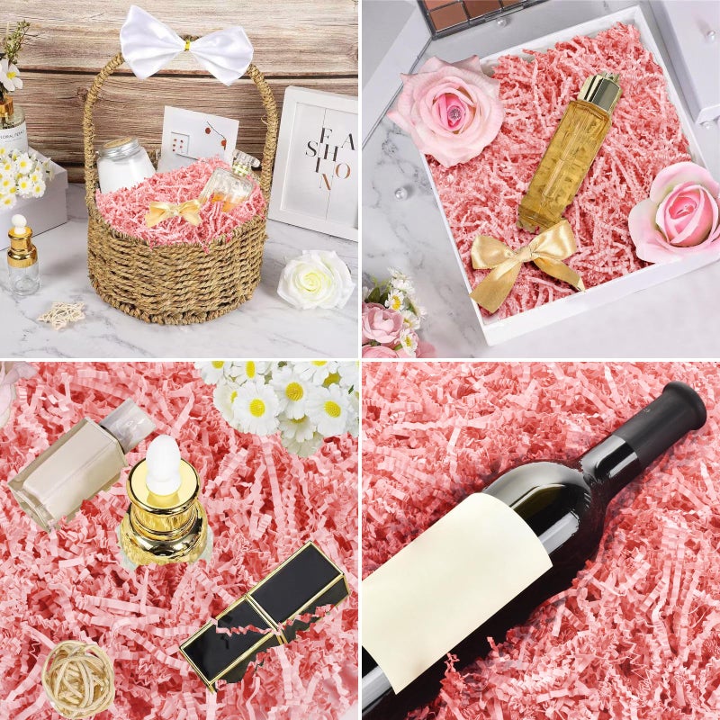WUINOID Easter Pink Crinkle Cut Paper Shred Filler for Gift Baskets Box Bags 1/2 LB, Shredded Paper Grass for Bridesmaid Engagement Wedding Valentine's Day Mother's Day Easter Christmas Holiday Packaging Wrapping WUINOID - Image 3