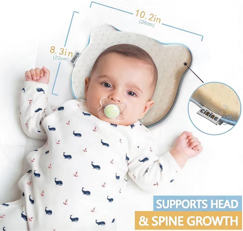 Memory Foam Baby Cushion - Soft, Cozy, Machine-Washable Head and Neck Support for Infants - Anti-Slip Design (Beige) - Image 2