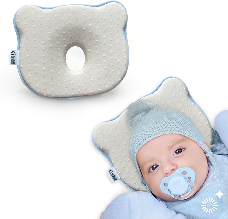 Memory Foam Baby Cushion - Soft, Cozy, Machine-Washable Head and Neck Support for Infants - Anti-Slip Design (Beige) - Image 1