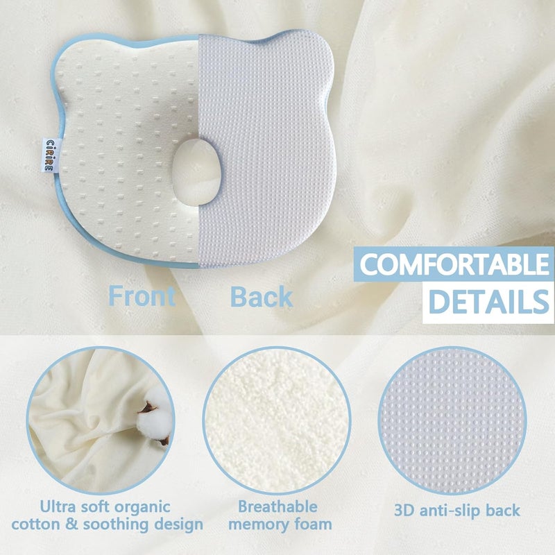 Memory Foam Baby Cushion - Soft, Cozy, Machine-Washable Head and Neck Support for Infants - Anti-Slip Design (Beige) - Image 3