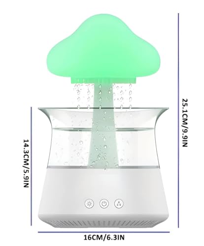 ColorLife Rain Cloud Mushroom Humidifier Lamp Soothing Waterfall Night Light with Rain Sounds Sleep Aid Relaxation Desk Lamp Ideal Gift for Kids Men Women Perfect for Birthday Holiday - Image 3