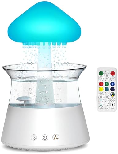 ColorLife Rain Cloud Mushroom Humidifier Lamp Soothing Waterfall Night Light with Rain Sounds Sleep Aid Relaxation Desk Lamp Ideal Gift for Kids Men Women Perfect for Birthday Holiday - Image 1