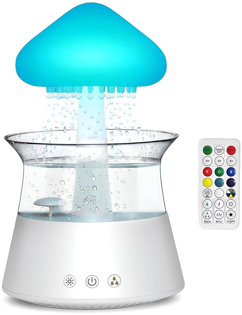 ColorLife Rain Cloud Mushroom Humidifier Lamp Soothing Waterfall Night Light with Rain Sounds Sleep Aid Relaxation Desk Lamp Ideal Gift for Kids Men Women Perfect for Birthday Holiday - Image 2