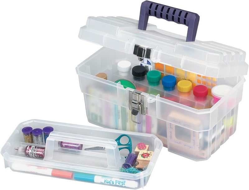AkroMils 09514CFT ProBox 14-Inch Plastic Art Supply, Craft or Medical Storage Toolbox with Removable Tray, 14-Inch x 8-Inch x 8-Inch, Clear - Image 4