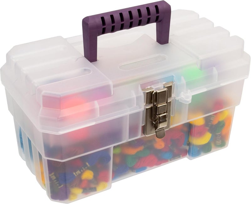 AkroMils 09514CFT ProBox 14-Inch Plastic Art Supply, Craft or Medical Storage Toolbox with Removable Tray, 14-Inch x 8-Inch x 8-Inch, Clear - Image 1