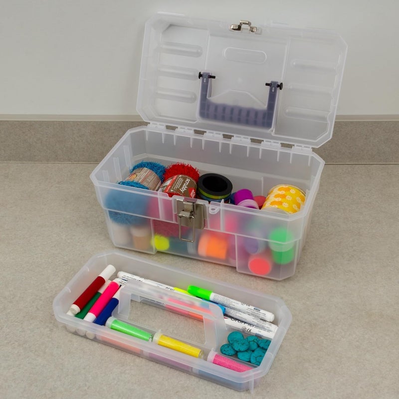 AkroMils 09514CFT ProBox 14-Inch Plastic Art Supply, Craft or Medical Storage Toolbox with Removable Tray, 14-Inch x 8-Inch x 8-Inch, Clear - Image 2