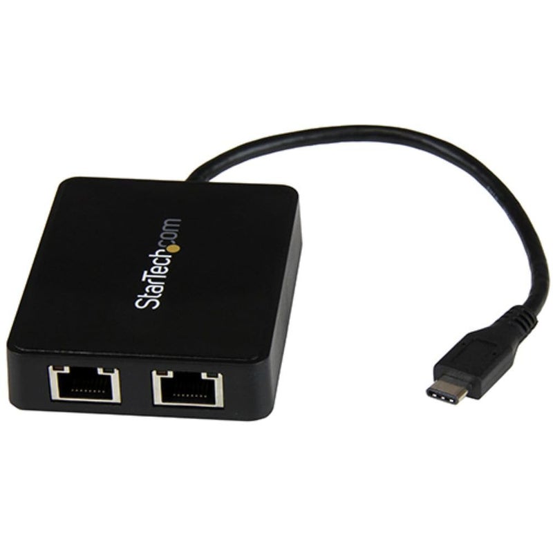 Startech.com StarTechcom USB C to Dual Port Gigabit Ethernet Adapter with USB 30 TypeA Port USB TypeC Gigabit Network Adapter Black - Image 2