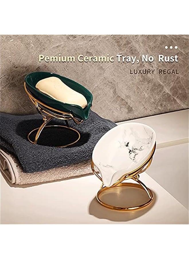 MIXDE Green Ceramic Soap Dish with Self-Drainage System for Shower, Bathroom Sink, Kitchen  - Image 4