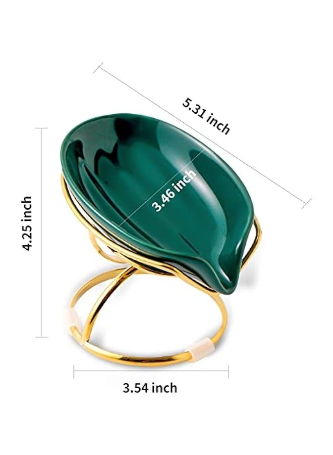 MIXDE Green Ceramic Soap Dish with Self-Drainage System for Shower, Bathroom Sink, Kitchen  - Image 5