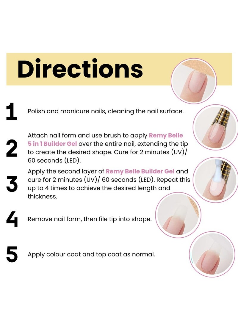 Remy Belle - 5 IN 1 Builder Gel Clear 15ml Nail Extension Tips and Strengthener Requires Curing Under LED UV Lamp - Image 1