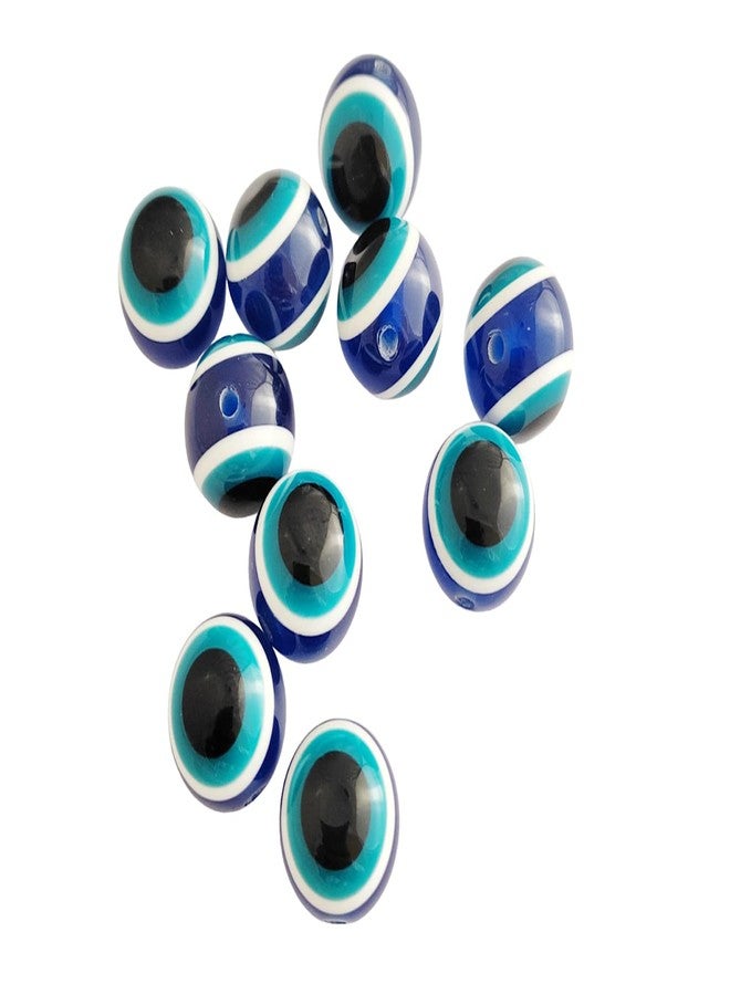 meryCraft 10 Pieces Round Shape Big Size Beads Blue Evil Eye Beads for Bracelet-Necklace-Key Rings and Craft Work.Size-20mm - Image 1